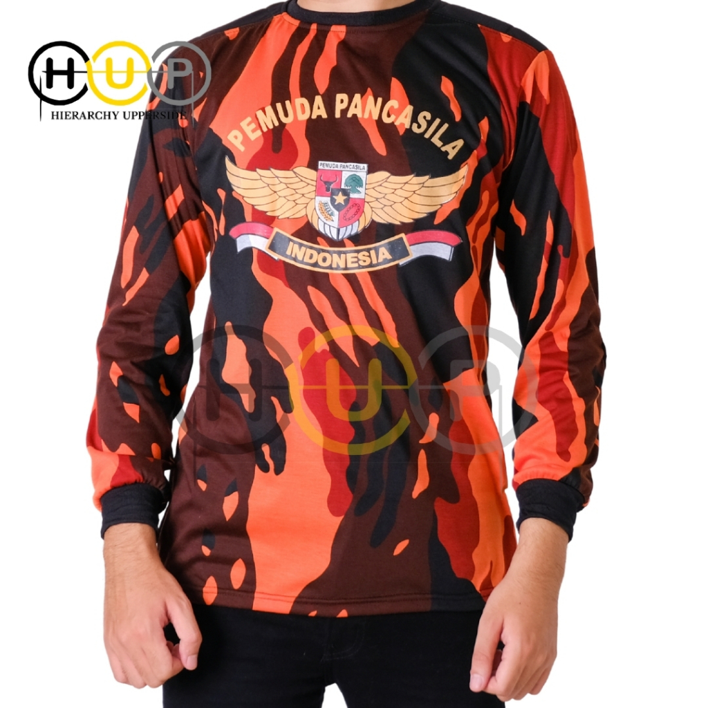 Kaos Lengan Panjang Pemuda pancasila Kaos Bantalan PP Baju Kaos Loreng Pemuda Pancasila Wings Kaos D