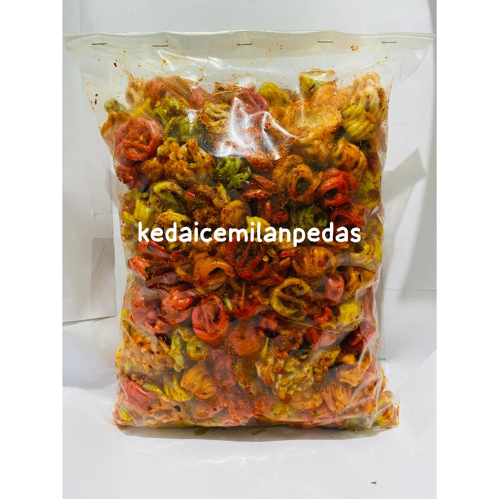 

seblak kering kerupuk gelung ready varian rasa pedas daun jeruk/original daun jeruk kemasan 1kg 500gr 250gr 100gr