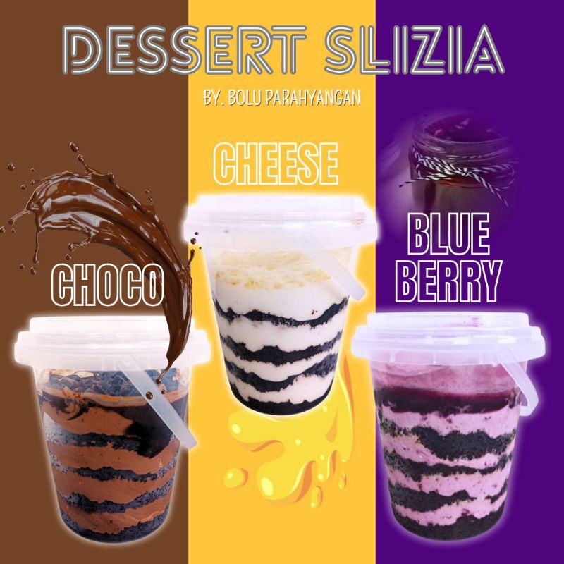 

Ukuran 1 Liter, Dessert Ice Cream Cake Slizia Coklat Keju Blueberry