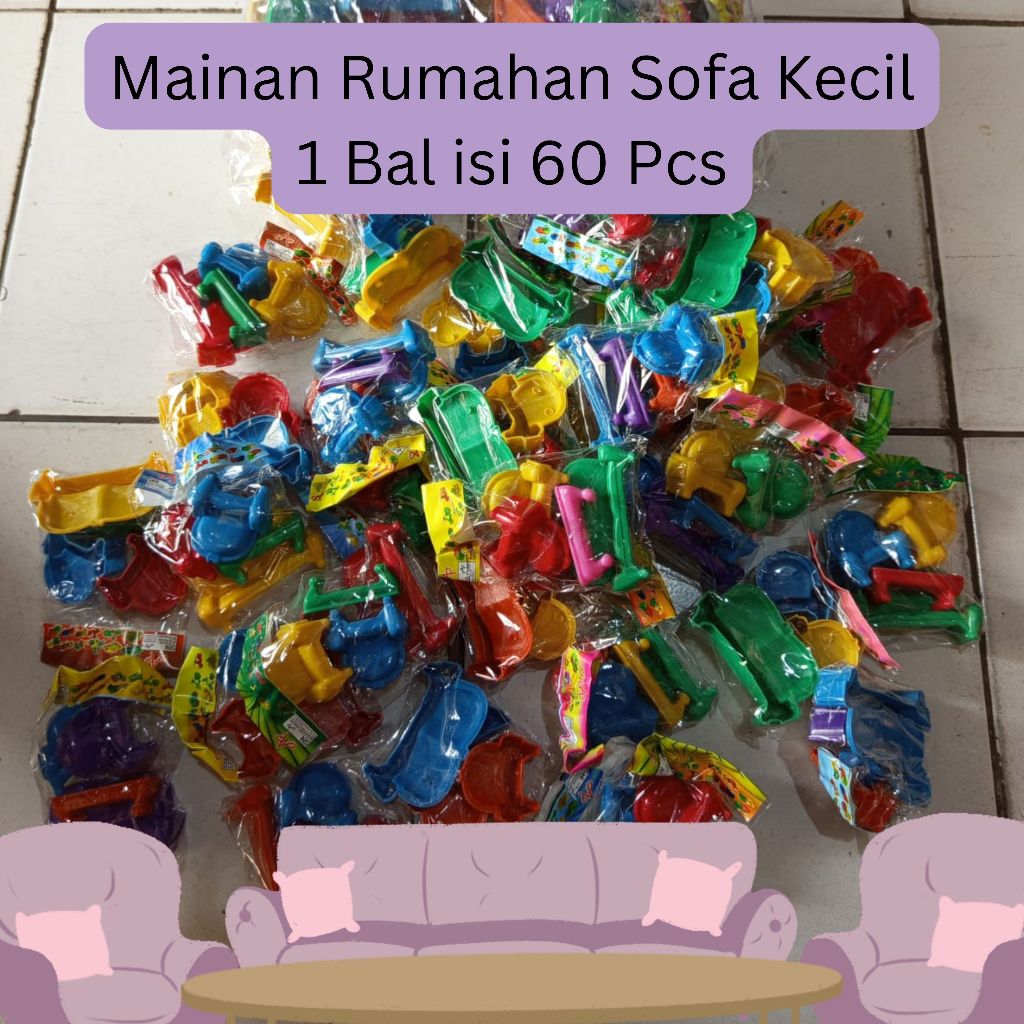 SOFA SOFAAN SET MEJA PLASTIK WARNA WARNI 1 PAK 60PCS