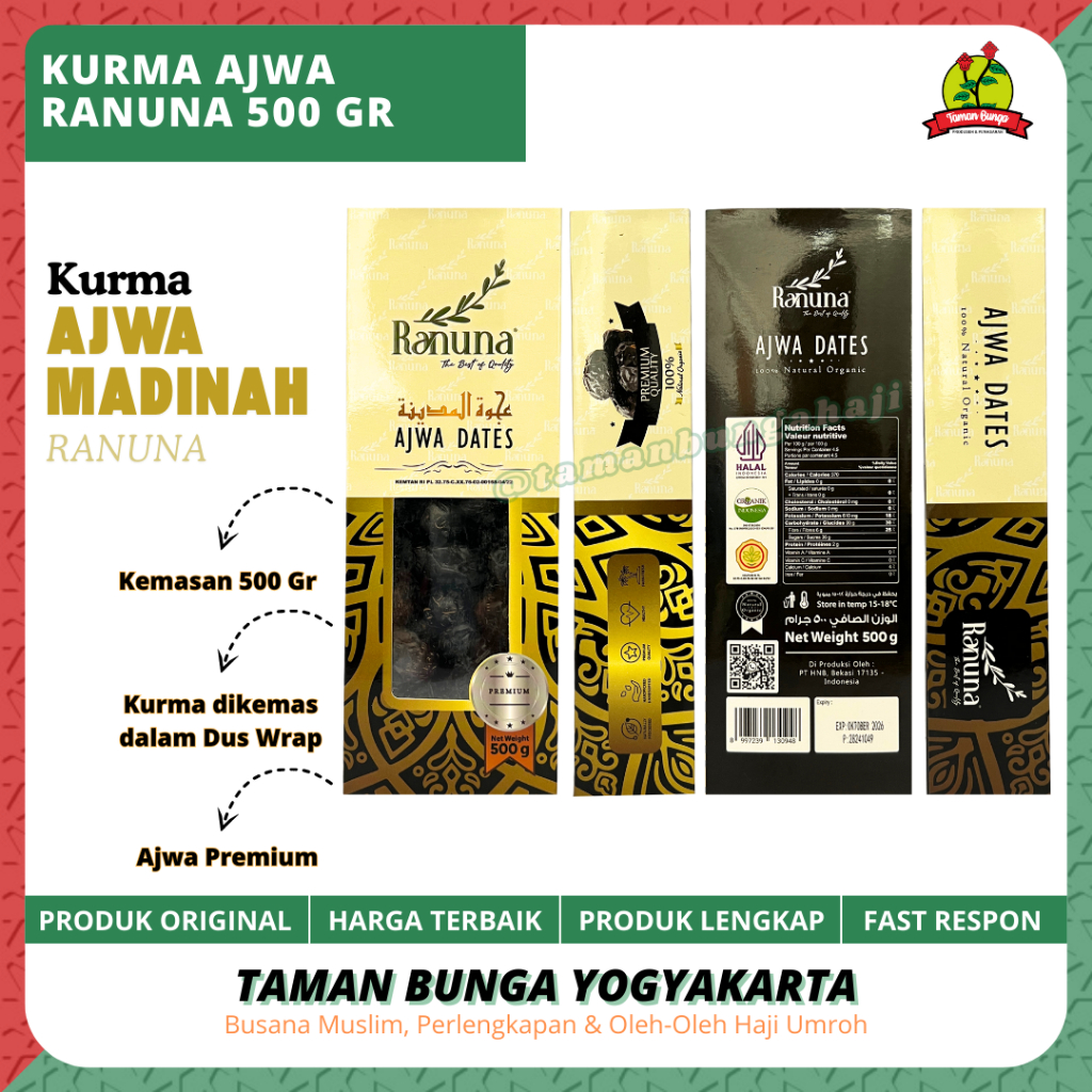 

KURMA AJWA MADINAH RANUNA/KURMA NABI/KURMA ASLI (100% ORIGINAL) / 500 GRAM
