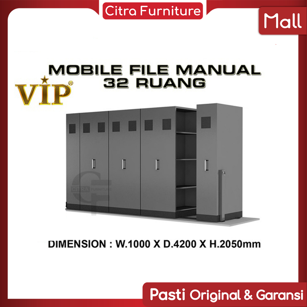 VIP® Mobile File Manual Sistem Roll O Pack 32 Compartment Lemari Arsip - Plat 0.8mm