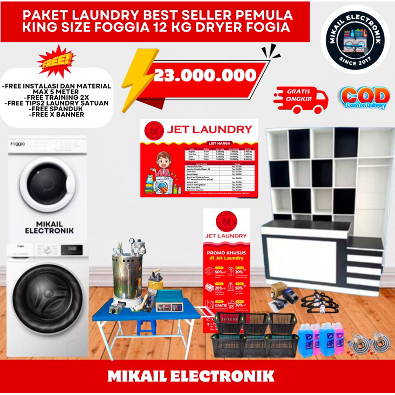 PAKET USAHA LAUNDRY KILOAN PEMULA MESIN CUCI FOGGIA 12 KG LENGKAP MURAH