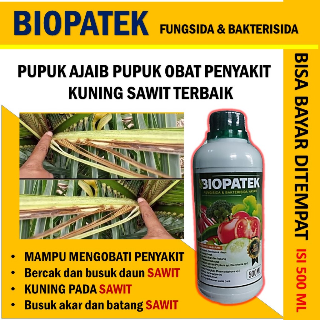 Obat Sawit Mati Pucuk Ampuh biopatek 250ML Fungisida Organik Hayati Obat Semprot Kelapa Sawit Mati P