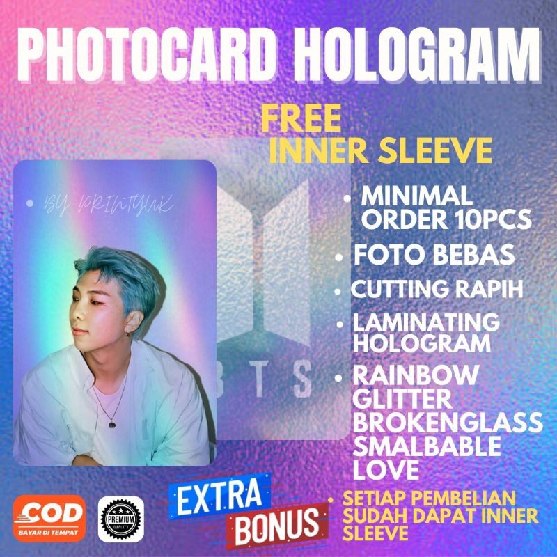 photocard Hologram Custom 1sisi dan 2sisi