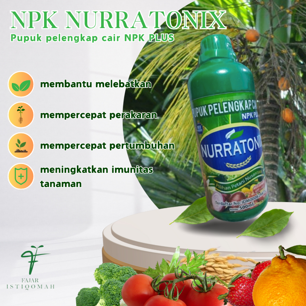 PUPUK PELENGKAP CAIR NPK PLUS ANTI JAMUR ZPT + GA7 NURRATONIX MENYUBURKAN PINANG ISI 500ML