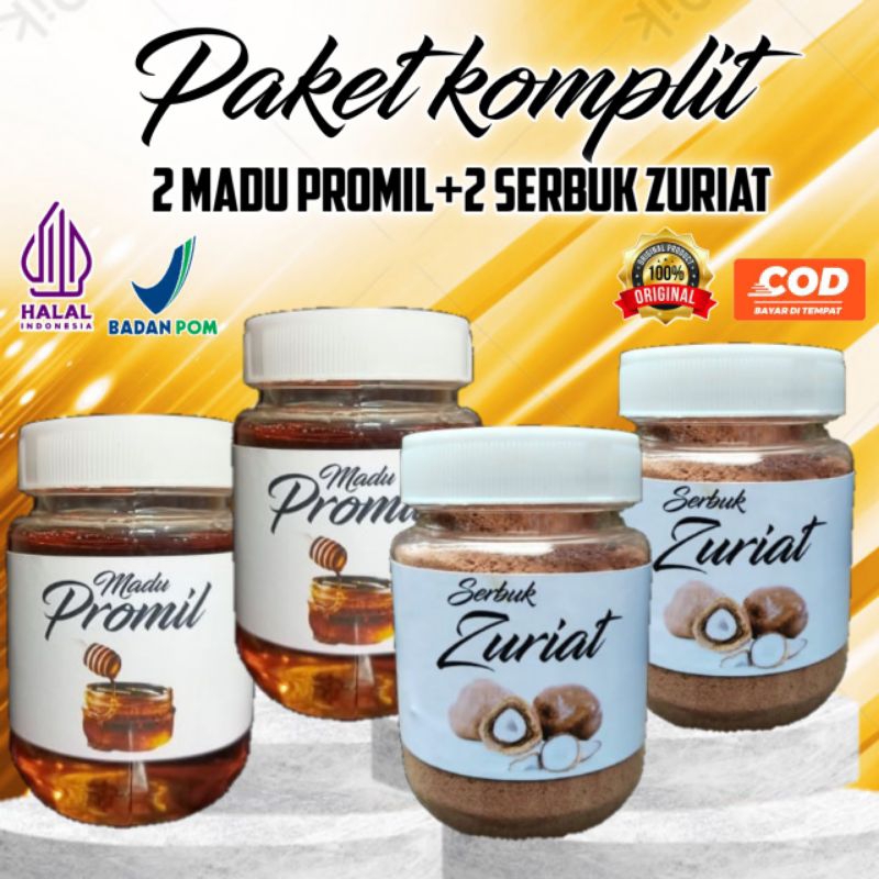 

PROMO PAKET HEMAT PROMIL 2 Botol Serbuk Zuriat + 2 Botol Madu PROMIL 100% ORIGINAL