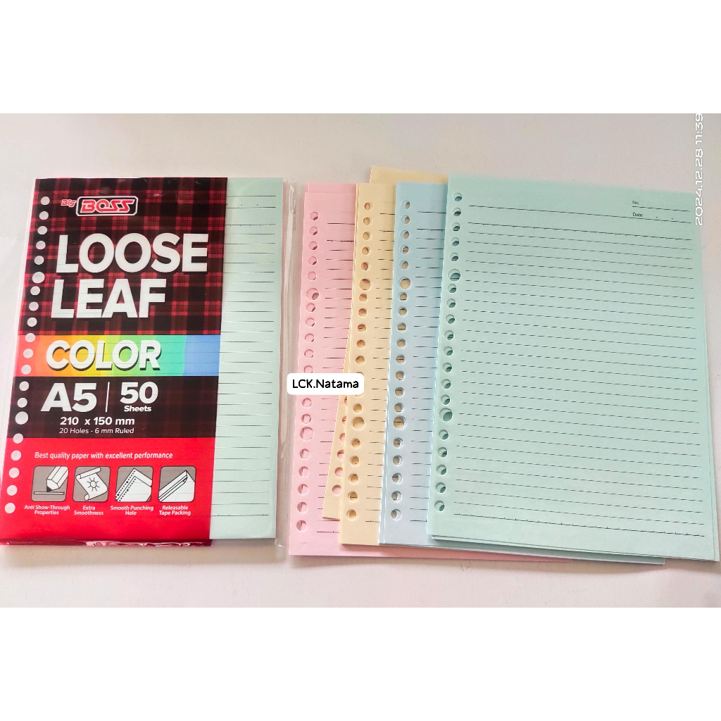 

BIG BOSS Loose Leaf A5 Rainbow 50 lembar kertas binder