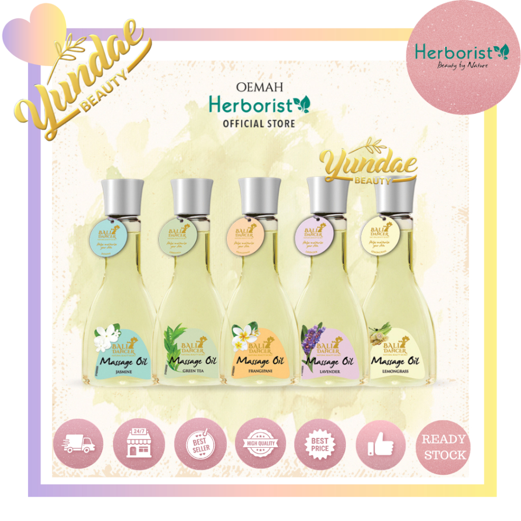 Herborist Bali Dancer Massage Oil 150ml | Minyak Zaitun | LemonGrass | Green Tea | Lavender