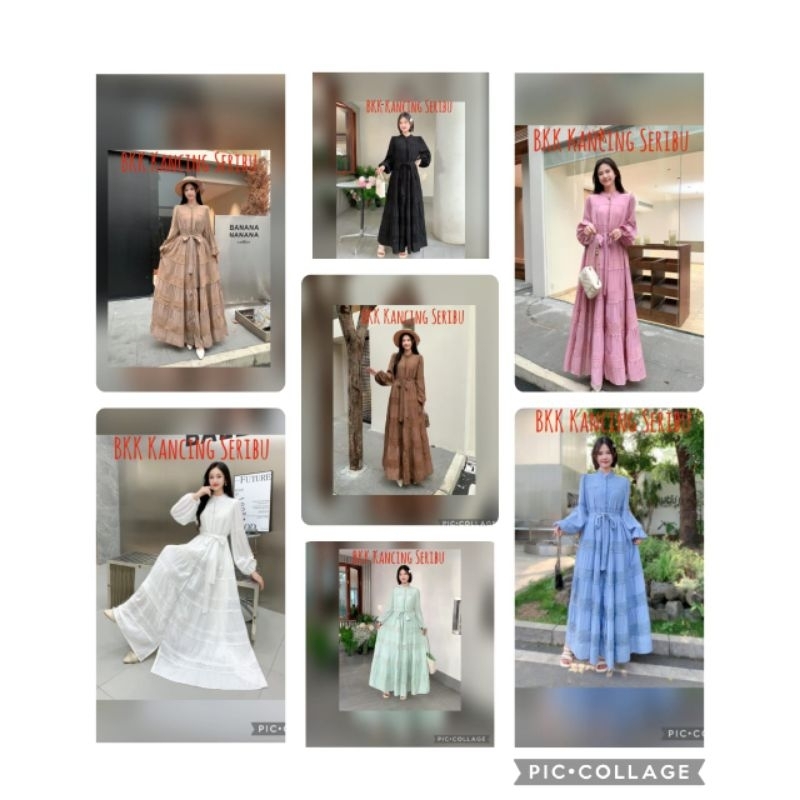 GAMIS ORIGINAL PREMIUM BAJU DRESS WANITA MEWAH BUSANA MUSLIM KEKINIAN ADA KANCING SERIBU