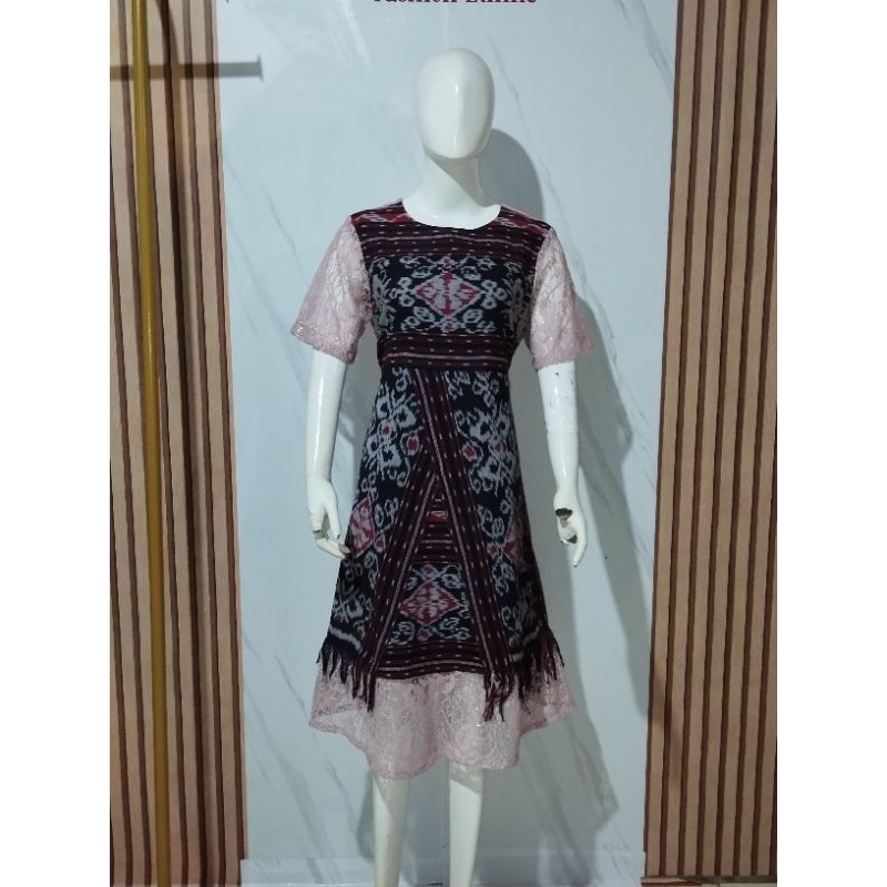 dress etnik wanita kombinasi brokat