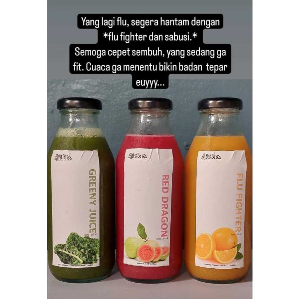 Paket Juice Detox, Greeny Juice, Red Dragon Juice, Flu fighter Juice
