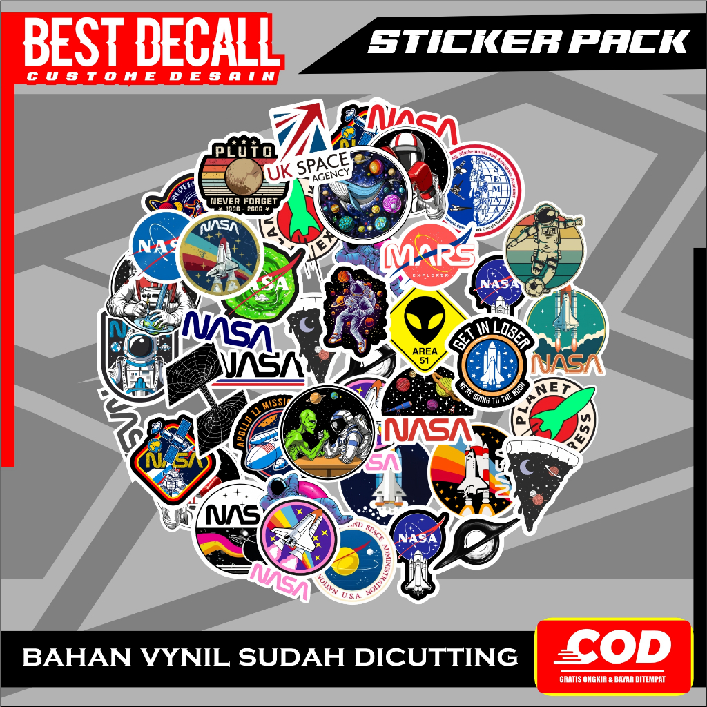 

Sticker pack Random NASA Vynil Sticker Laptop Helm Motor Hape Case Koper Tas-A8