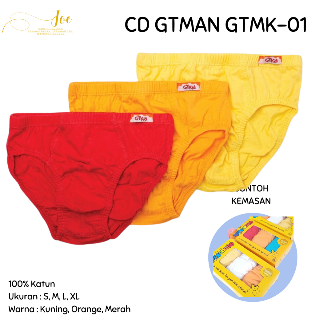ISI 3 / CD GT Man ANAK GTMK - 01 Warna / Celana Dalam Anak GT-MAN Kids / Pakaian Dalam Anak