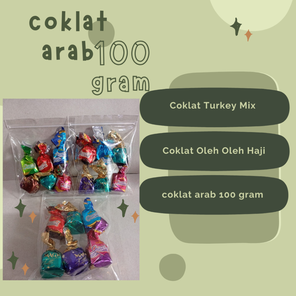 

TMC - coklat mixs turkey / coklat arab pack 100 gram orignal coklat turkey oleh oleh haji dan umrah
