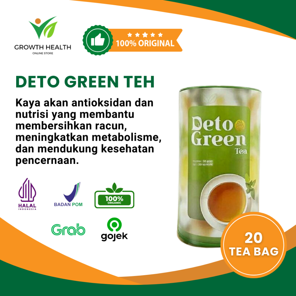 

DETOGREEN Teh Herbal Detox Sistem Pencernaan 50 Gram Original