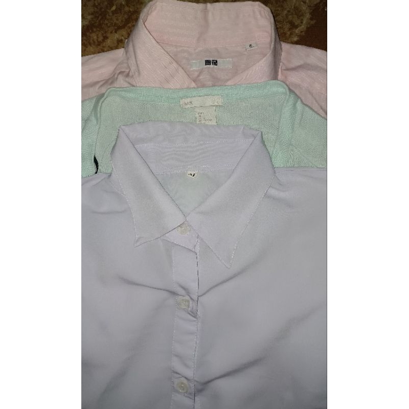 kemeja uniqlo baby pink