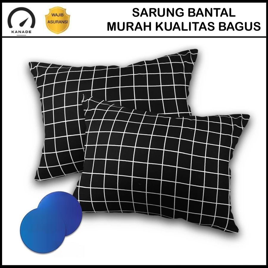 Sarung Bantal Kamar Tidur Motif Kotak Kotak Polos Kualitas Bagus