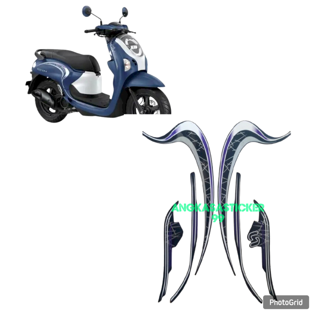 STIKER MOTOR HONDA SCOOPY FASHION 2024 BIRU DOFF