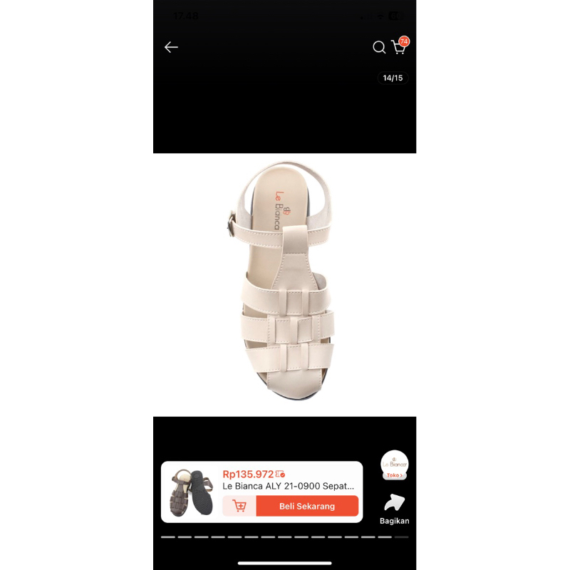 Le Bianca Sepatu Sandal Wanita ( PRelove kebesaran )