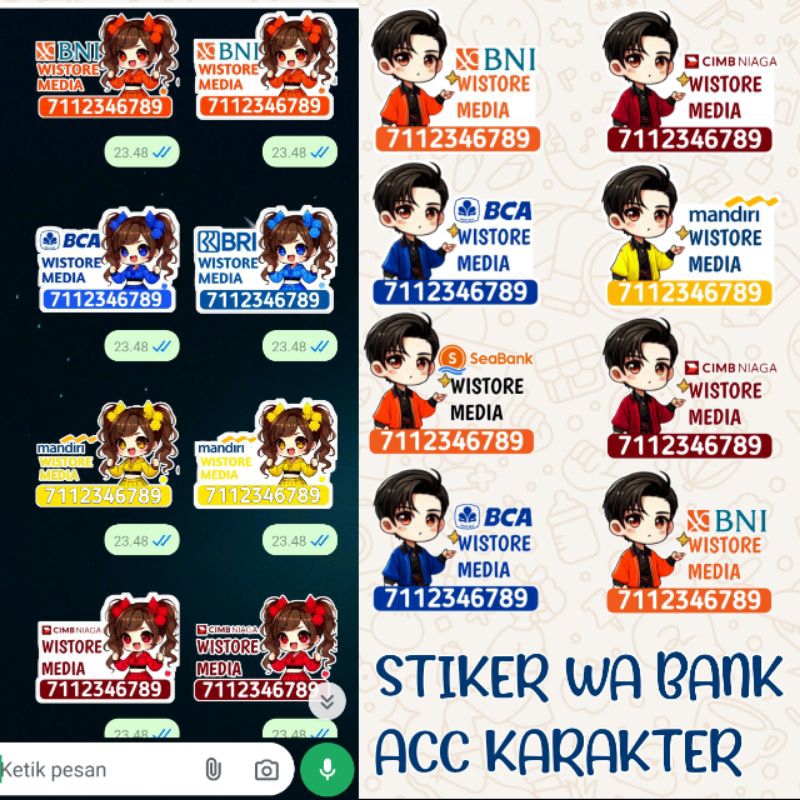 jasa stiker wa karakter bank acc stiker wa rekening bank