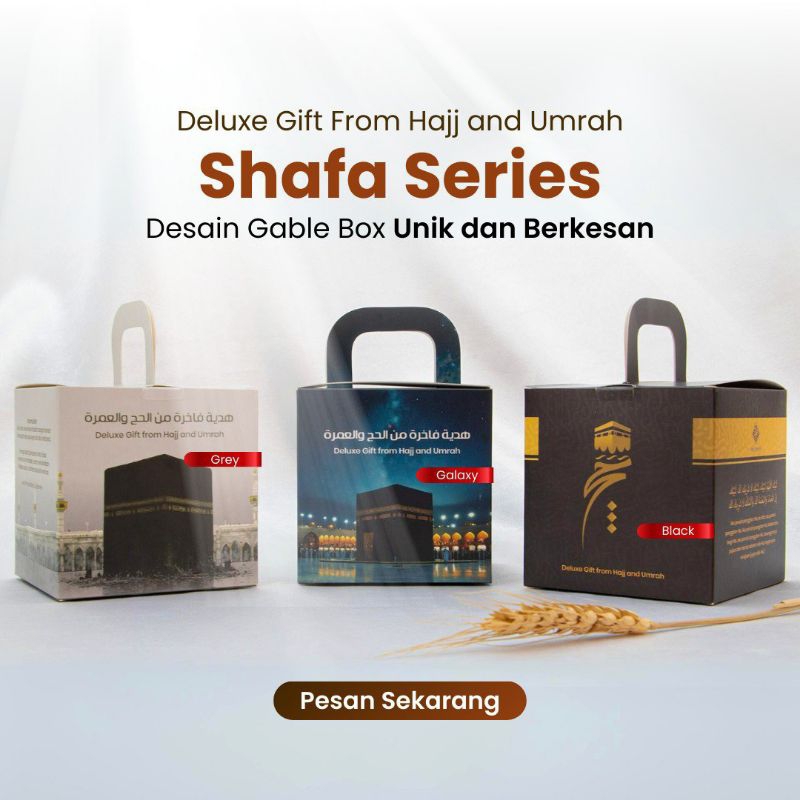 

Paket Shafa ZAM ZAM [oleh oleh haji dan umroh premium ] KEMASAN GABLE BOX kingsalman deluxe gift