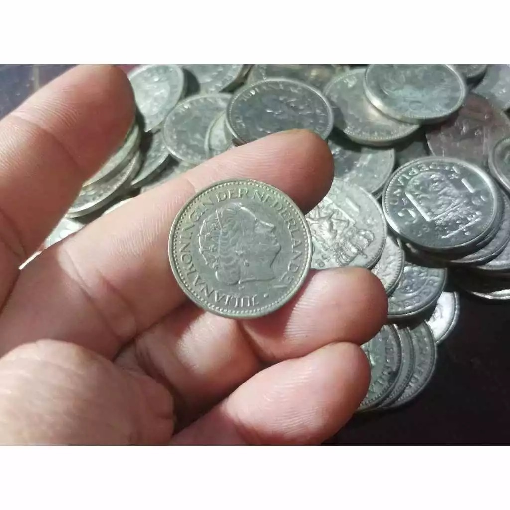 Koleksi Koin Asing Belanda 1 Gulden juliana Tahun random Asli Ready