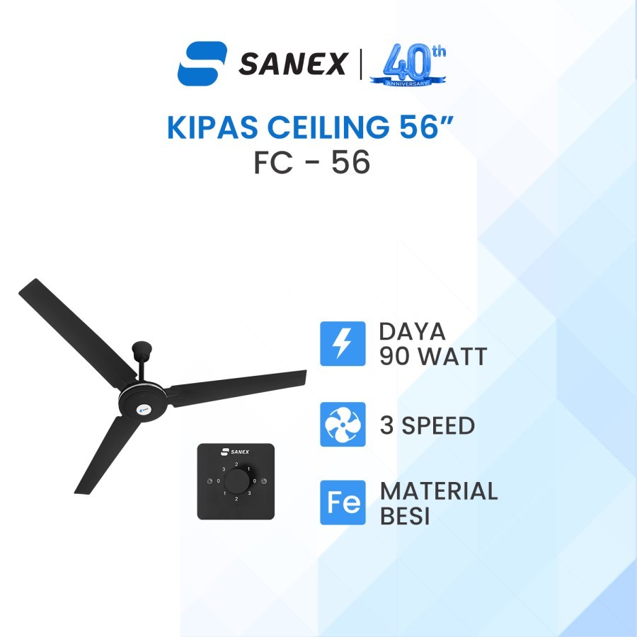 Sanex Kipas Angin Ceiling FC-56 56 Inch" / Kipas Ceiling / Ceiling Fan 56 Inch Kipas Gantung 56"
