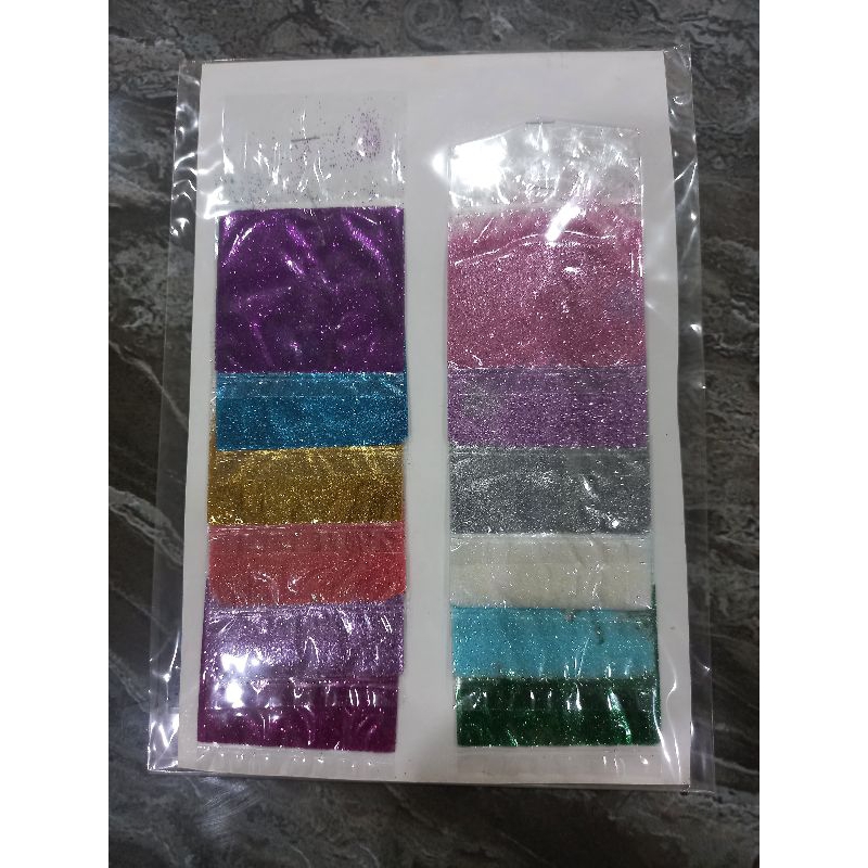 

Gliter bubuk 12 bungkus warna-warni