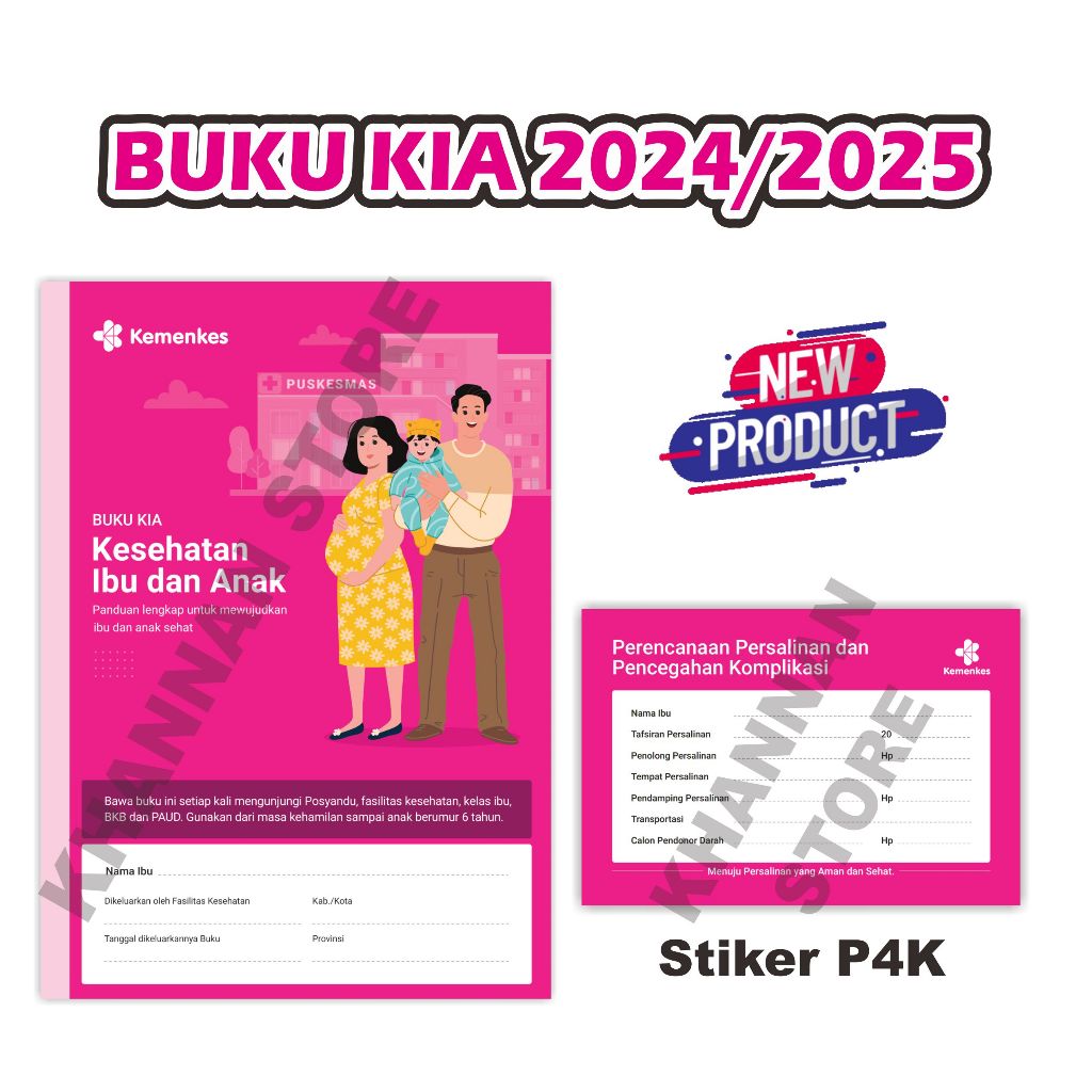 buku KIA 2024 ( Buku Kesehatan ibu dan Anak ) buku pink buku pink buku bidan buku kia bolak balik