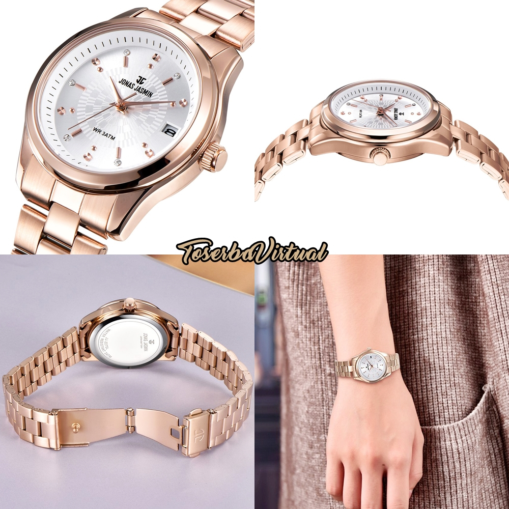 JAM TANGAN WANITA JONAS JASMIN JJ 2275 ORIGINAL STAINLESS STEEL Full Black Silver Arloji Wanita Cewe
