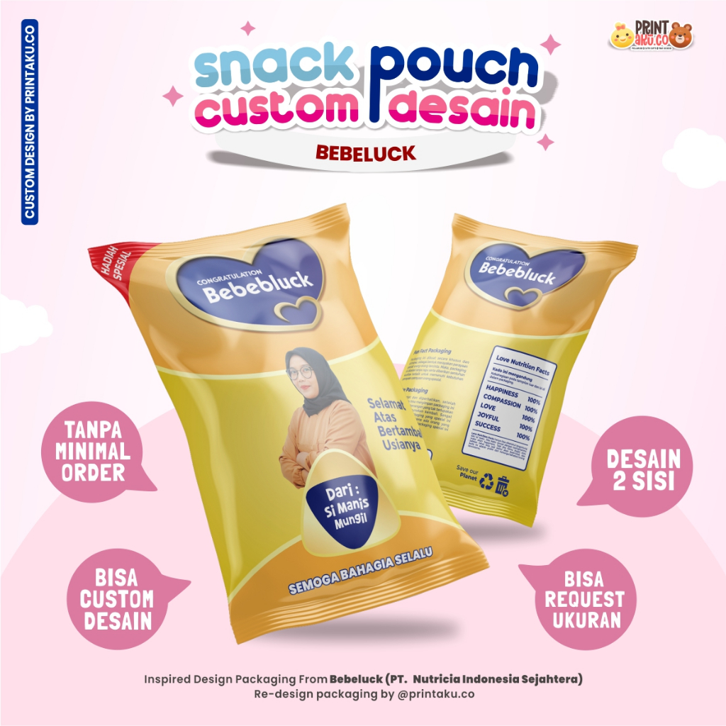 

Bungkus Kado Custom | Snack Custom Foto Teks Bungkus Kado Pouch Jumbo | Series Bebelac
