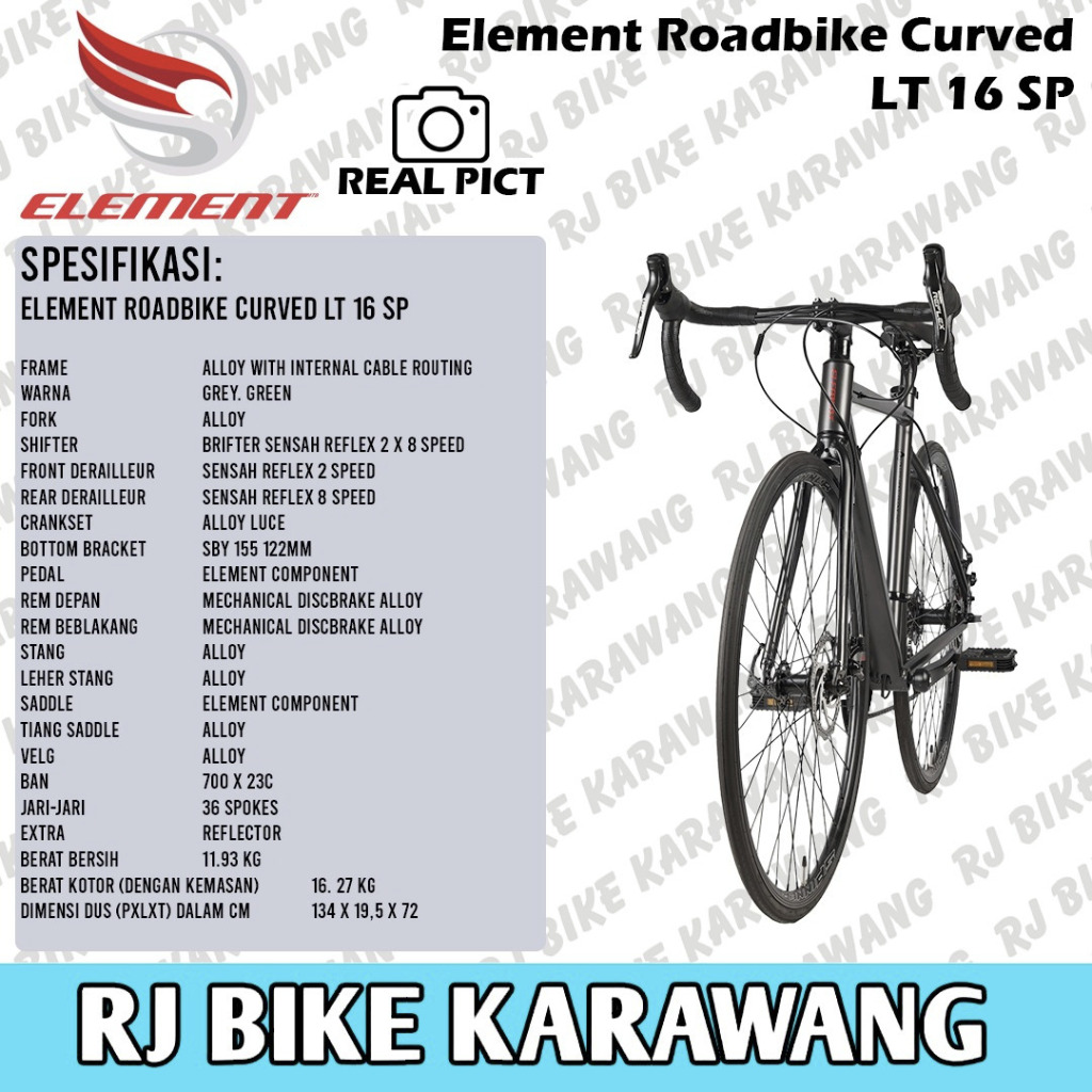 SEPEDA BALAP ELEMENT ROADBIKE CURVED LT 16 SPEED (2X8SPEED)