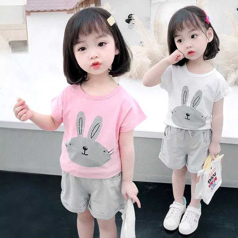 Setelan Baju Anak Perempuan 1-8 Tahun Setcel Anak Lengan Pendek Termurah