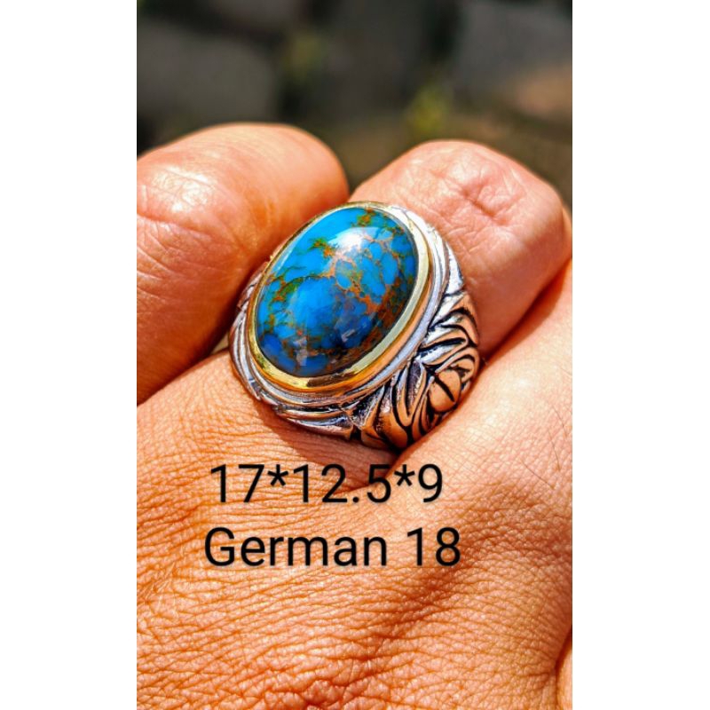 Natural Cincin Pirus Mesir Royal Blue Serat Emas Istimewa