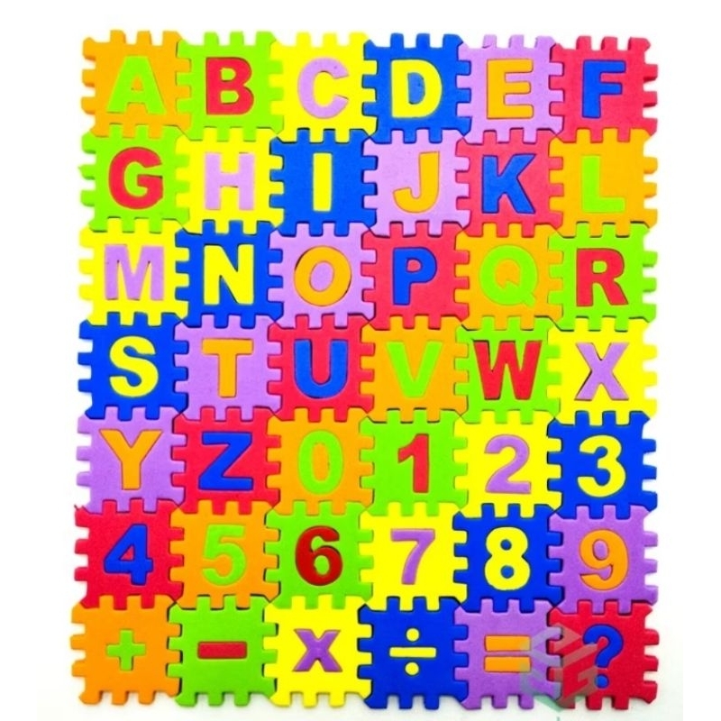 MAINAN EDUKASI PUZZLE SPON HURUF DAN ANGKA