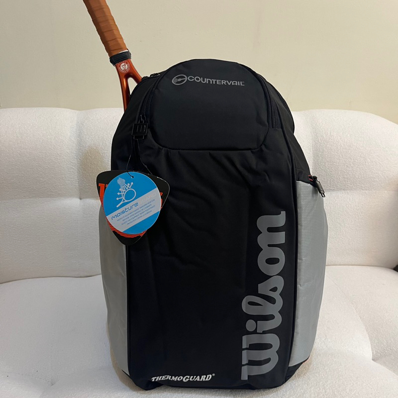 Tas Wilson Countervail Thermoguard / Tas Raket Tenis Ransel / Tas Wilson Backpack Hitam Tulisan Abu 