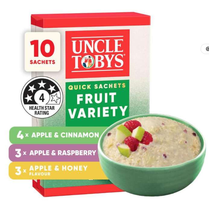 

Uncle Tobys Oats Quick Sachets Fruit Variety | 350g