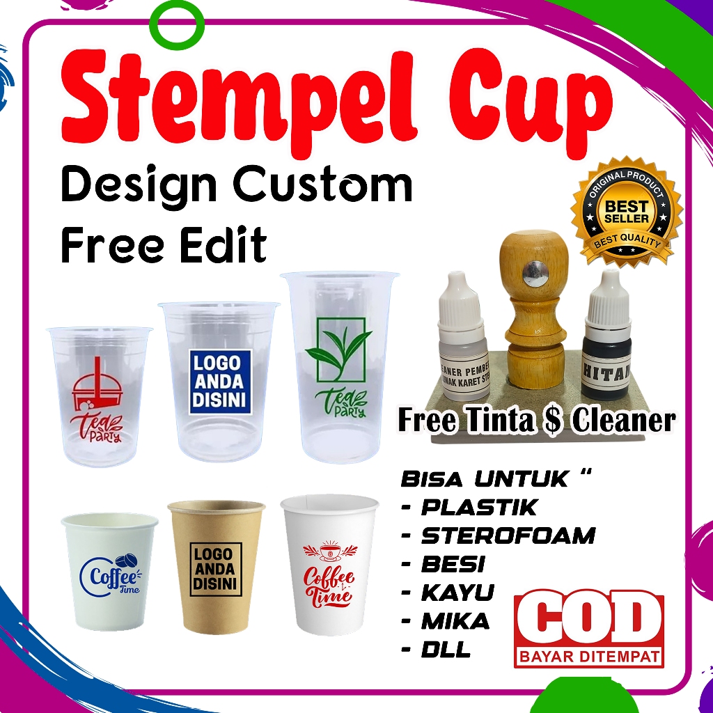 Stempel Plastik / Stempel Cup / Tinta Permanen Waterproof Free Tinta