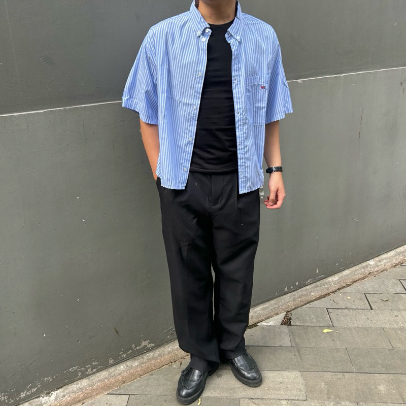 [COD] Open Collar Shirt Boxy Kemeja Boxy Vintage Kalcer (Gen Z Banget)