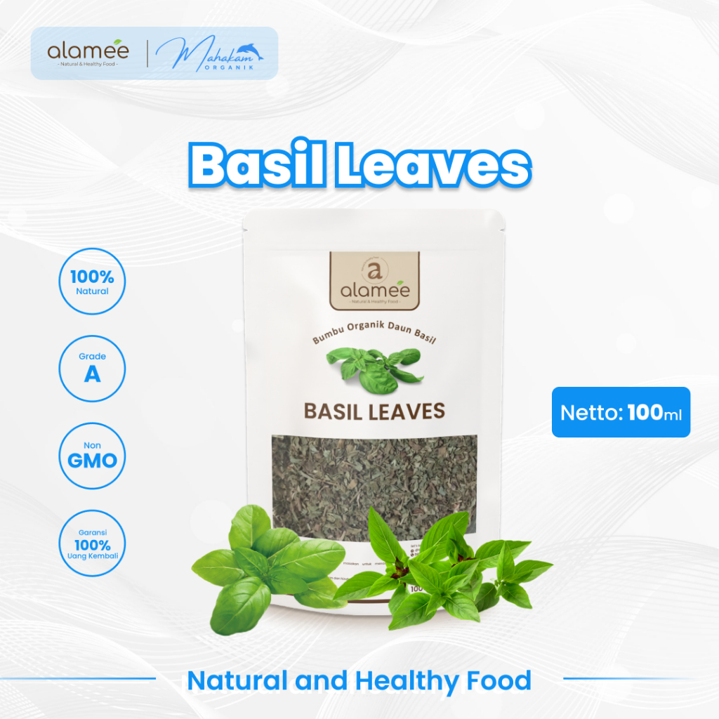 

ALAMEE Basil Leaves Bumbu Dapur Dried Leaf Murni Asli Seasoning Organik Garnish Garnis 100 Gram