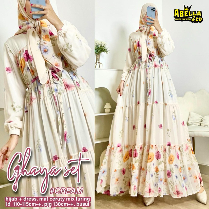 GAMIS DRESS GHAYA SET HIJAB ORIGINAL BY ABELLA