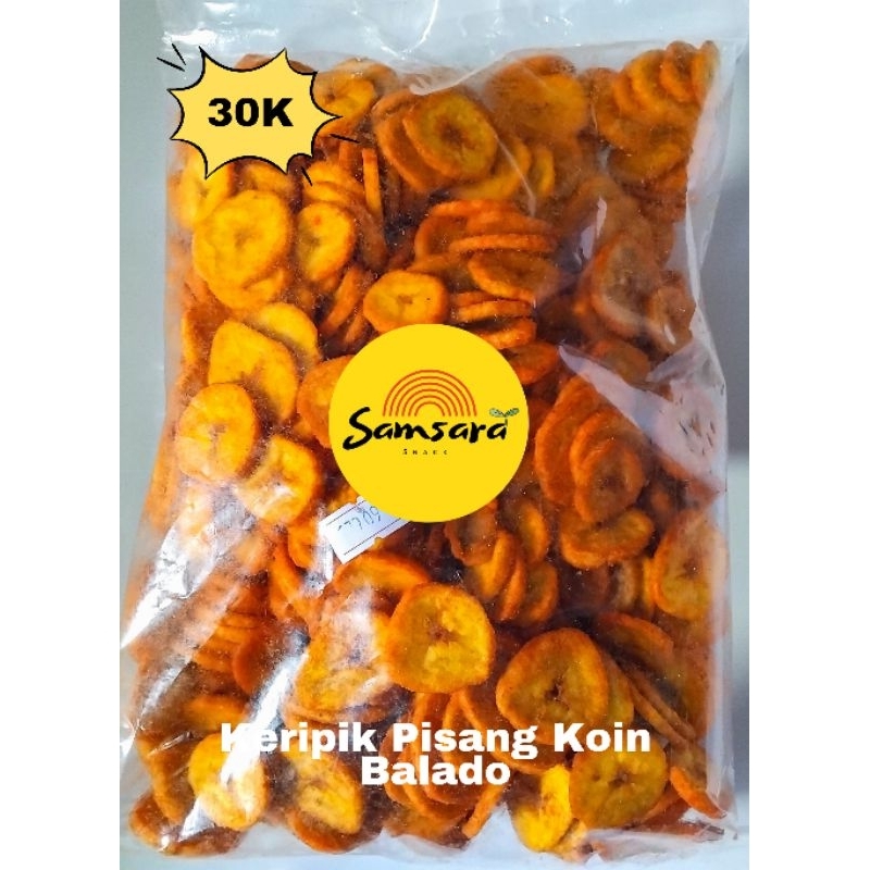 

Keripik Pisang Koin Balado kemasan 500gr