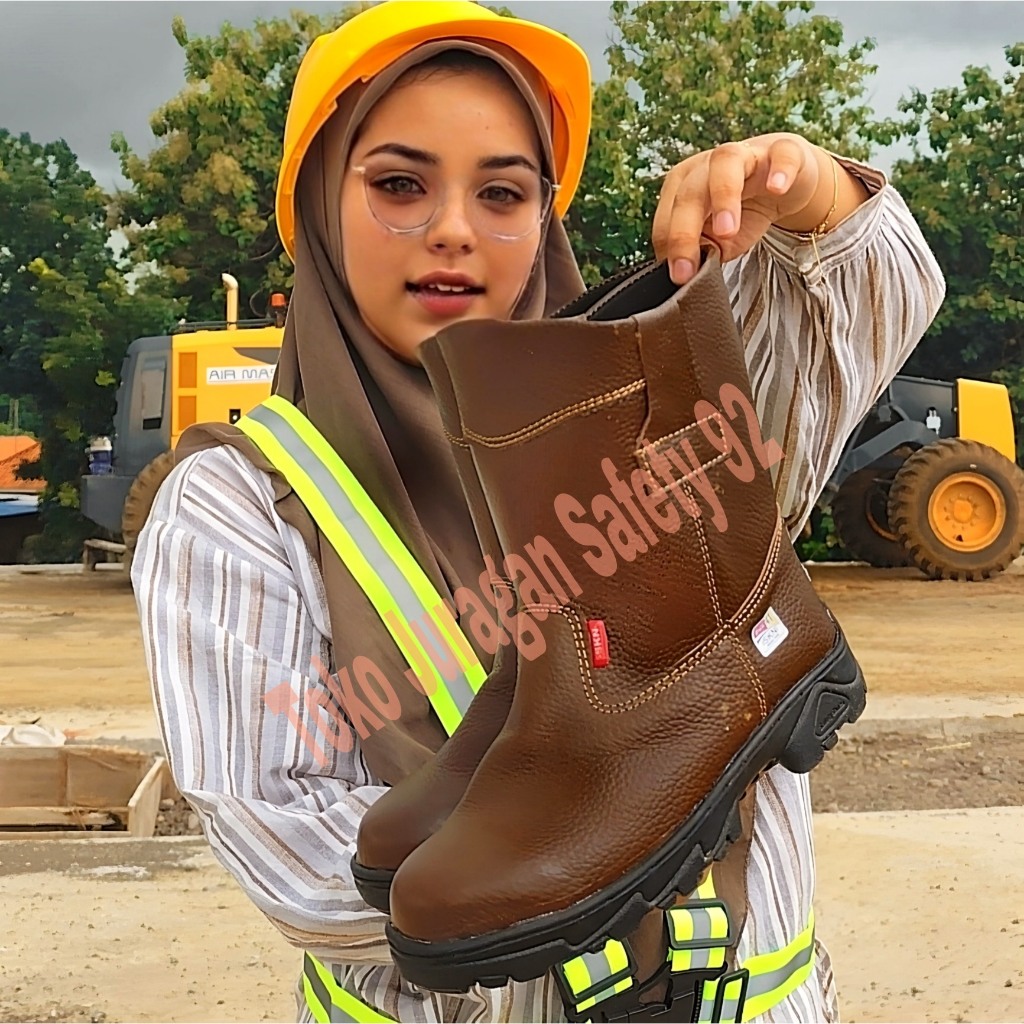 Sepatu Safety Ujung Besi Skn Mirip King Kulit Sapi Asli  Skn Boot  Shoes Boot Cokelat Pabrik Proyek