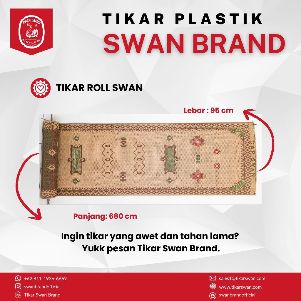 Tikar Plastik Swan Brand - Tikar Roll Swan Brand 680 cm x 95 cm