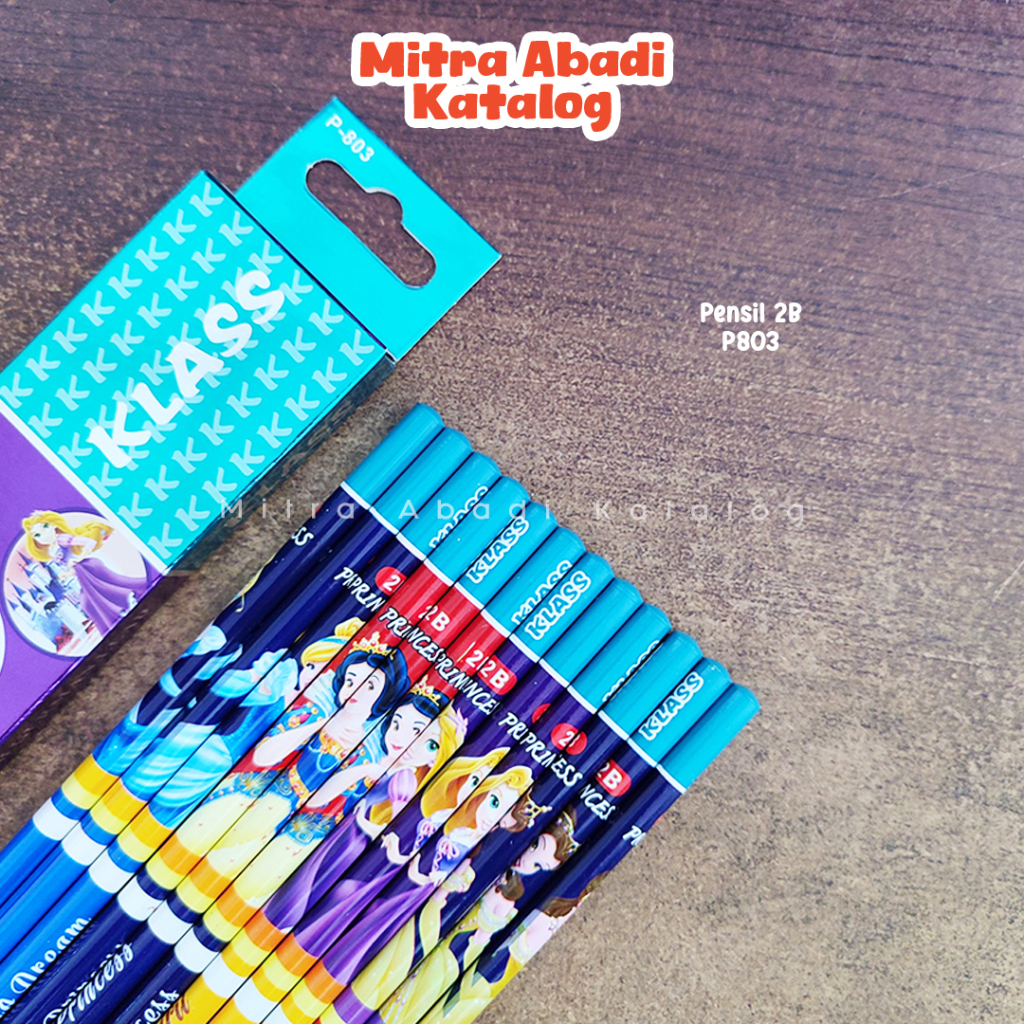 

(12 PCS) PENSIL 2B PRINCESS P803 / 1 pack pak pencil kayu pena original menulis graphite menggambar sket sketch anak alat tulis sekolah kuliah atk kantor stationery murah / mitra abadi katalog jogja