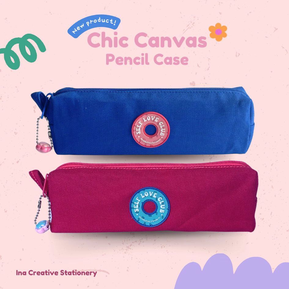 

Pencil Case Canvas with Rubber Ina Creative| Pencil Box| Pencil Aesthetic| Kotak Pensil Aesthetic| Wadah Pensil Medium| Tempat Pensil|