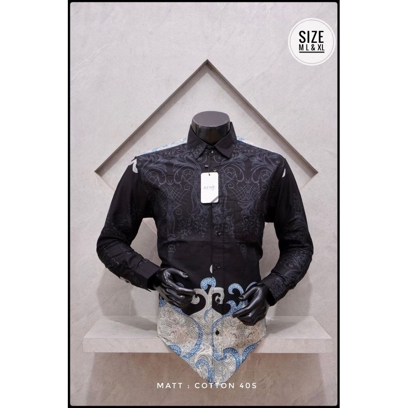 Batik Pria Hitam Slimfitt Azwr