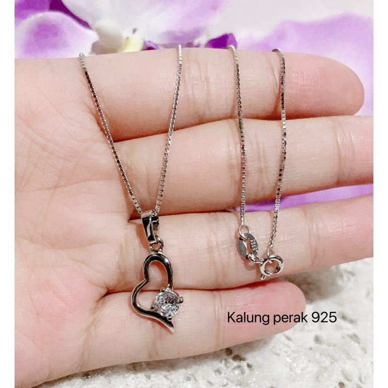 kalung perak silver 925 liontin sirkon love
