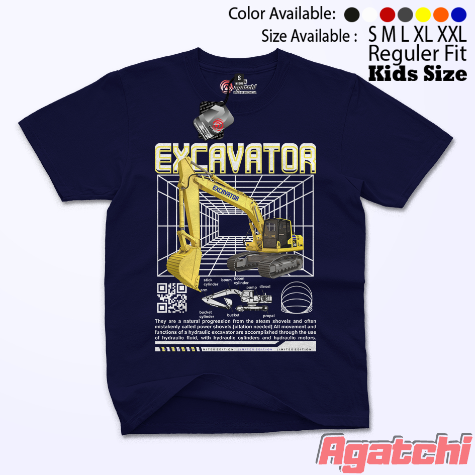 Baju Kaos Atasan Anak Laki - Laki Motif Excavator